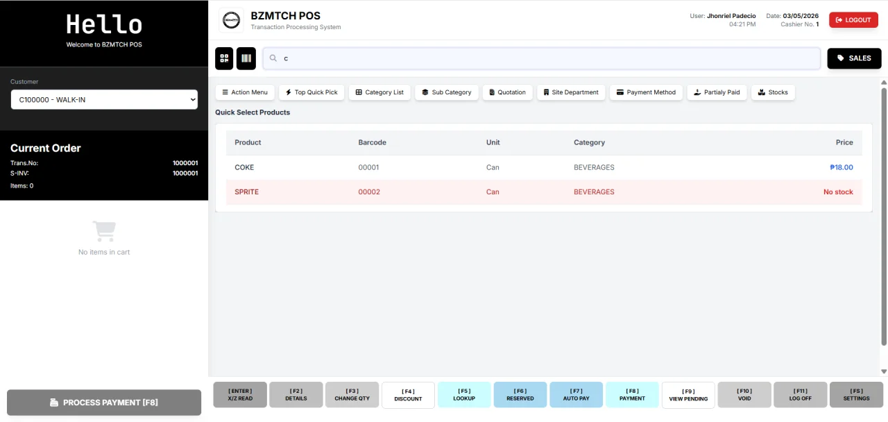 Web-Based Bizmatech POS Management System with Data Analytics — screenshot 4