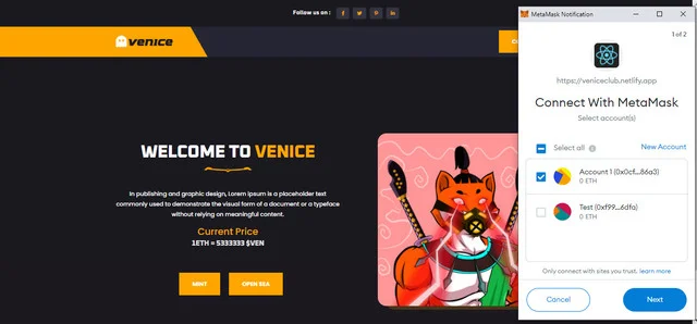 Venice - NFT Drop / Collection Template — screenshot 2