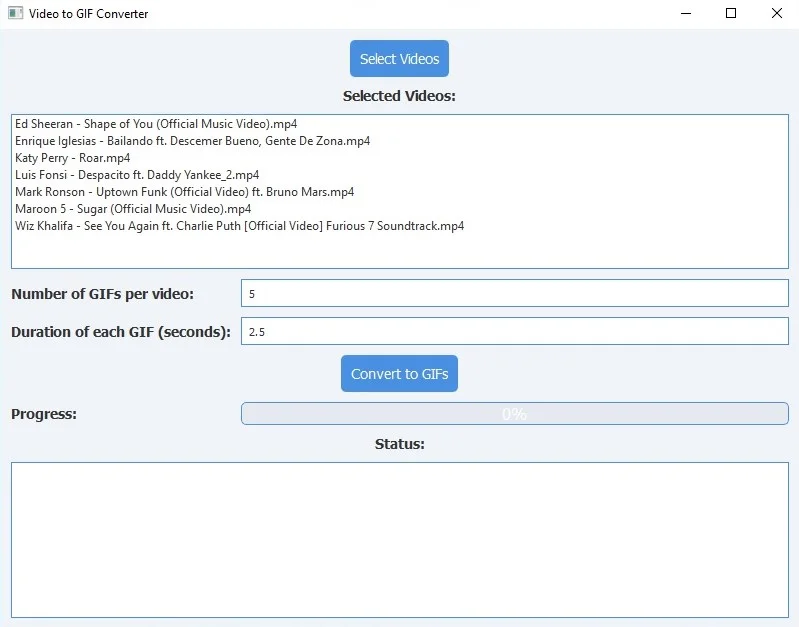 Unlimited Batch Video to GIFs Converter — screenshot 1