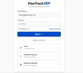 PawTrack ERP Enterprise Manufacturing System