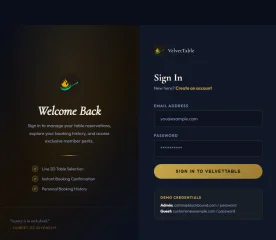 VelvetTable PHP Luxury Hotel & Restaurant Booking Template