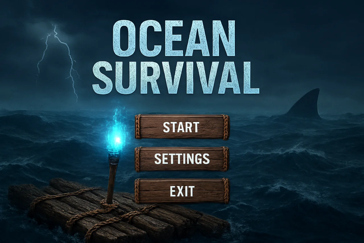 Ocean Survival Crypto Game - Raft, Megalodon & Blue Torch Adventure — screenshot 4