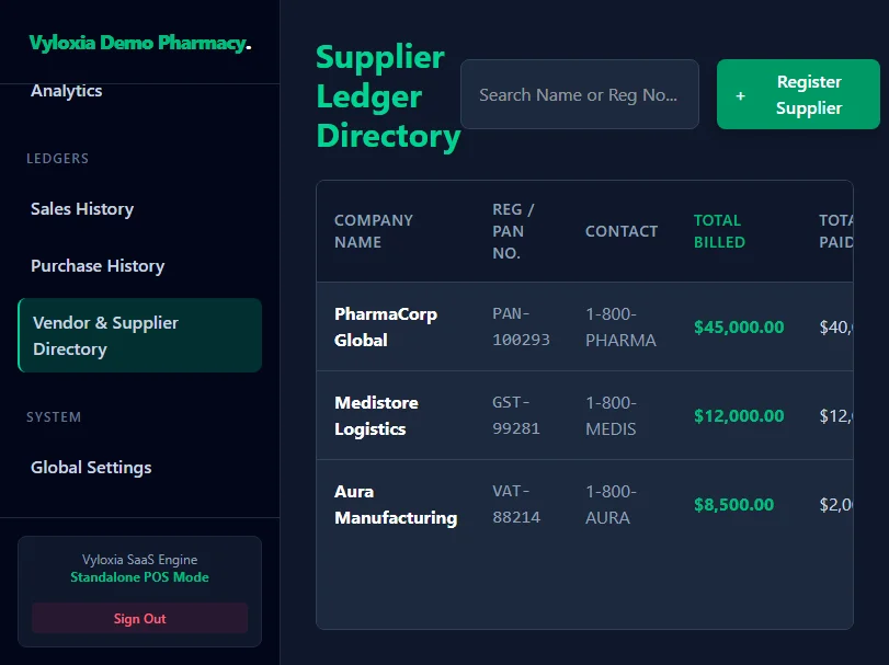 Vyloxia - Global Edition Pharmacy POS | 195 Countries | Desktop Launcher | FX Currency Engine — screenshot 3