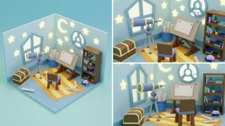 Low Poly Cartoon Profession Rooms