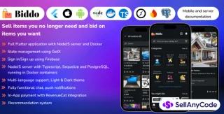 Biddo - Full Flutter Auction App, Node.js Server with Docker (with Chat)