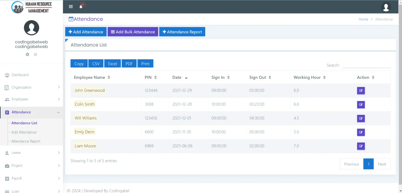 Human Resource Management System in PHP CodeIgniter with Source Code — screenshot 5