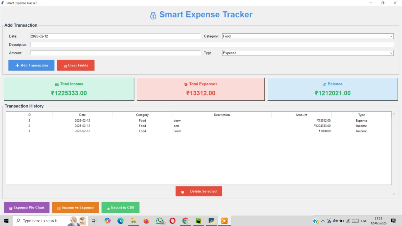 Smart Expense Tracker Pro Python GUI with Reports — screenshot 2
