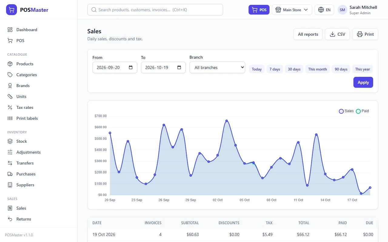 POSMaster - Point of Sale, Inventory & Multi-Branch Management — screenshot 9