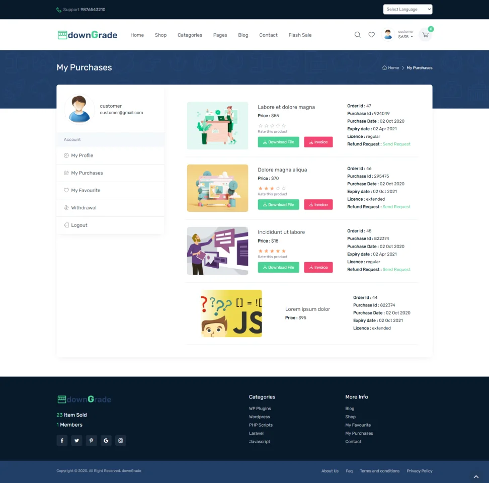downGrade - Single Vendor Digital Marketplace with Subscription — screenshot 4