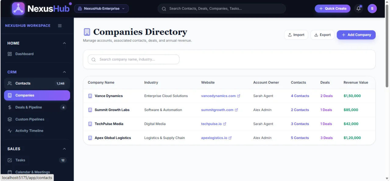 NexusHub Agentic Customer Platform & CRM Client — screenshot 7