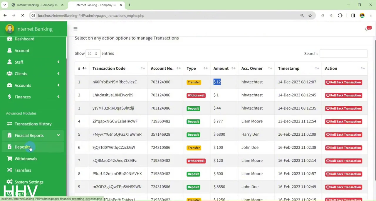Internet Banking PHP MySQL — screenshot 3