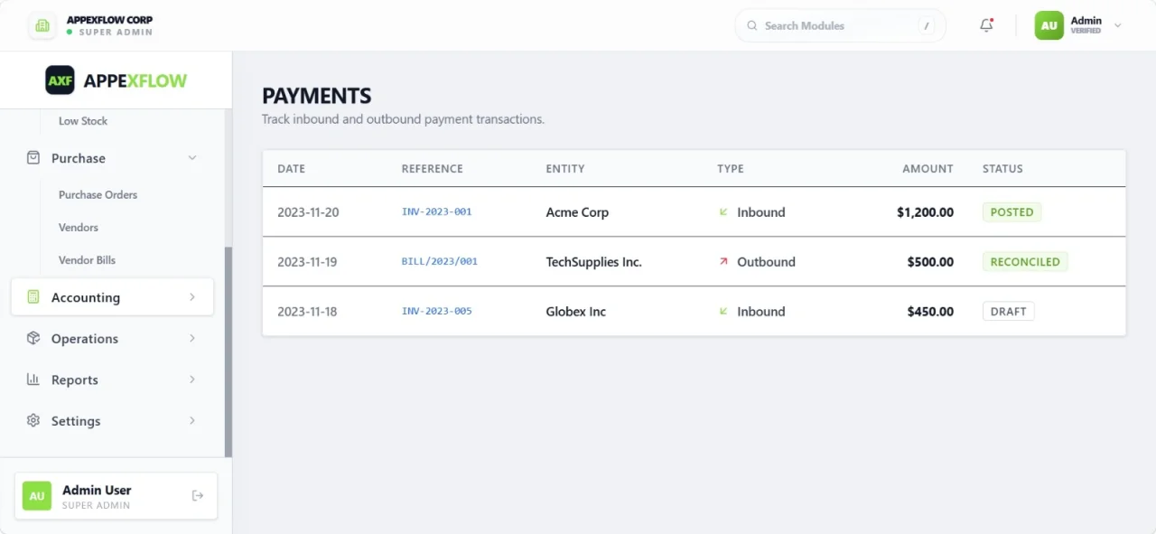 AppeXFlow ERP Modern Industrial Enterprise Resource Planning — screenshot 5