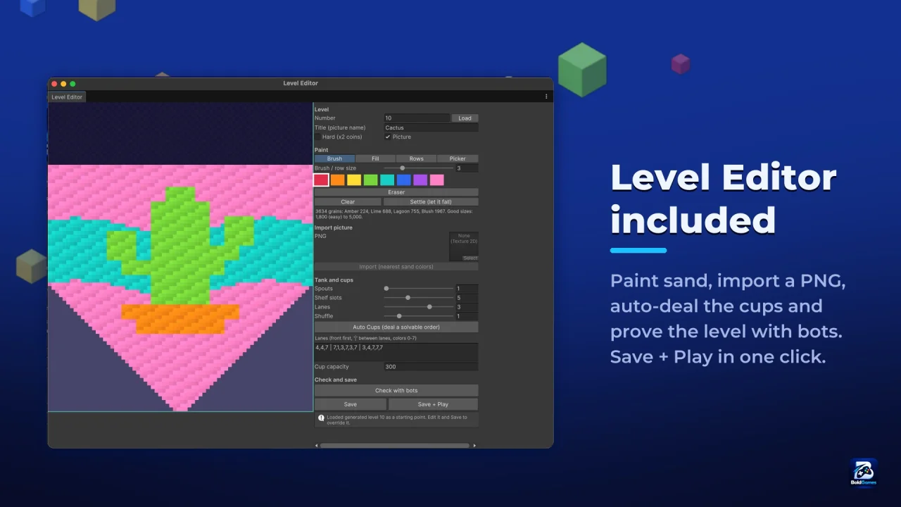 Voxel Sand: 3D Sand Sort Puzzle, Unity Game Template — screenshot 4