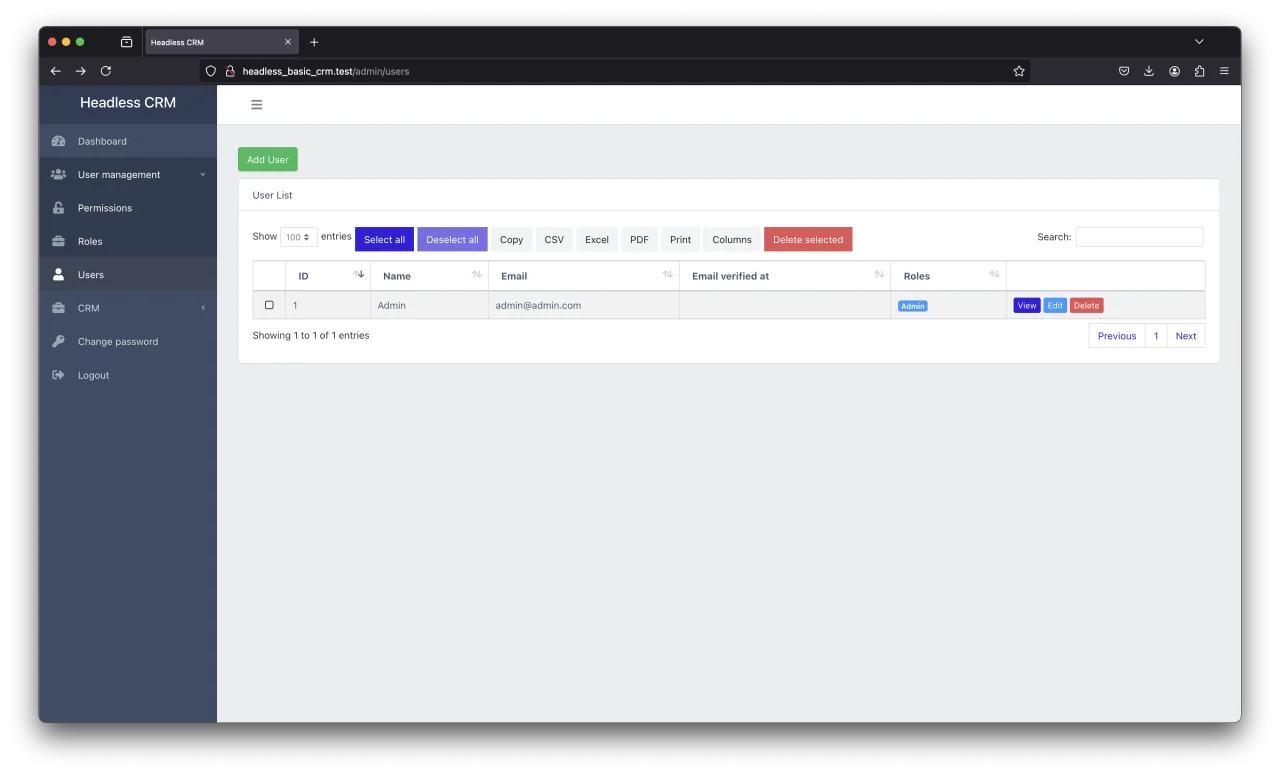 Headless CRM — screenshot 1