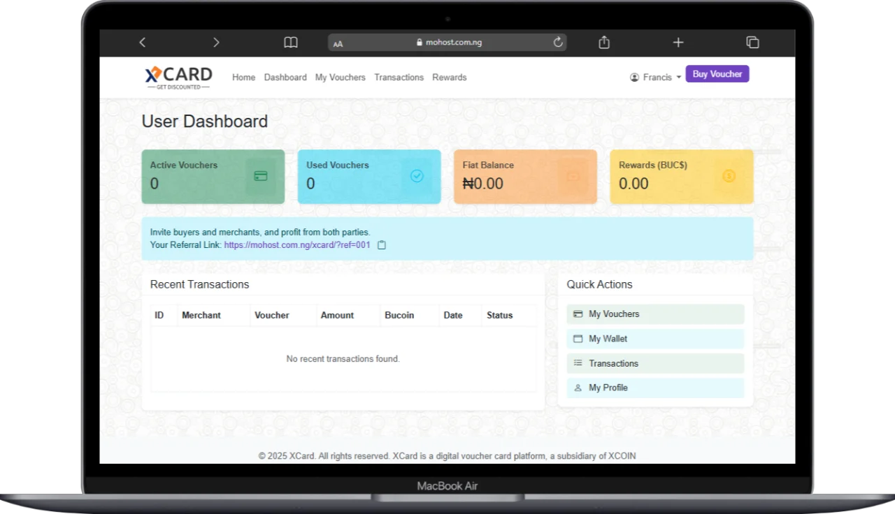 Multi-Vendor Voucher Card Application — screenshot 2