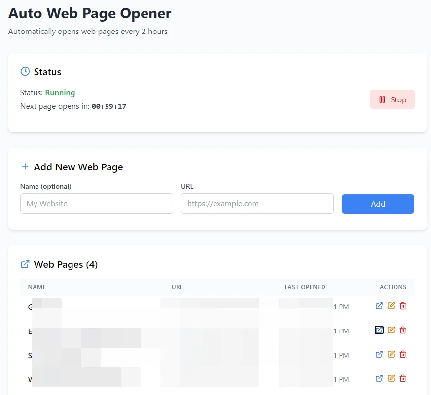 AutoWebPageOpener — screenshot 2
