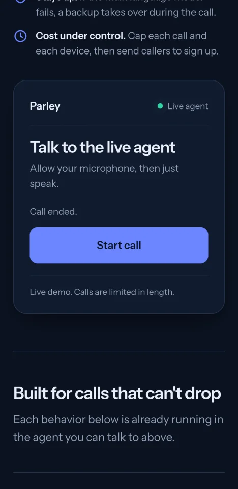 Parley - Realtime AI Voice Agent Template — screenshot 2