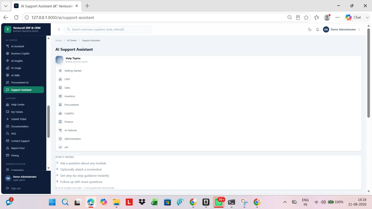 VentureX ERP & CRM AI-Powered Business Operating System — screenshot 2