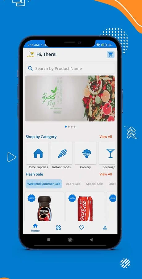 eCart - Grocery, Food Delivery, Fruits & Vegetable Store, Full Android eCommerce App — screenshot 2