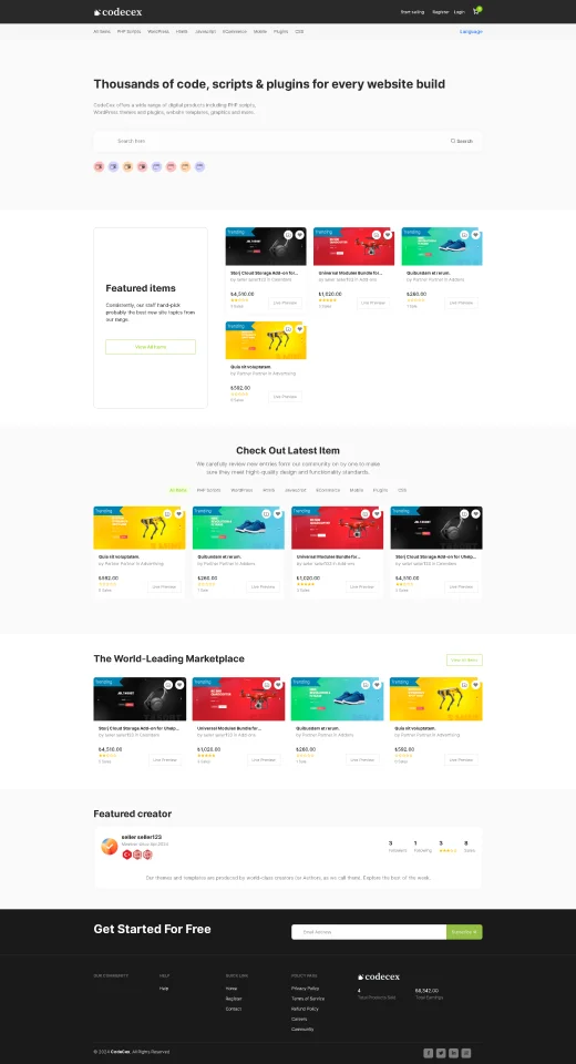 Codecex Code and Template Digital Marketplace — screenshot 1