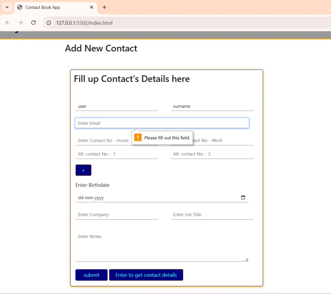 Contact Form — screenshot 2