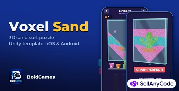 Voxel Sand: 3D Sand Sort Puzzle, Unity Game Template — cover