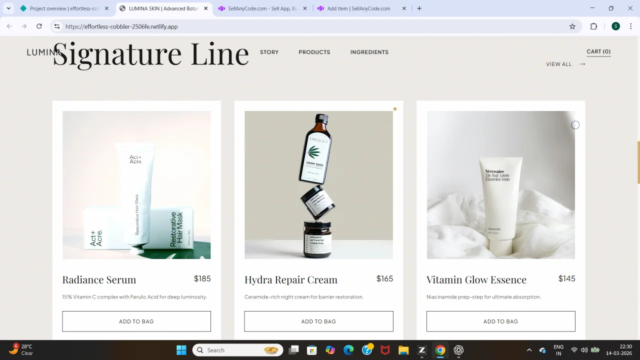 Lumina Skin Premium Skincare Brand Landing Page — screenshot 3