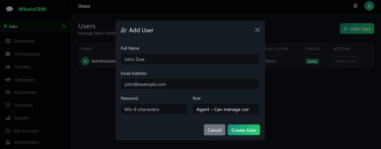 WhatsApp CRM + Automation — screenshot 2