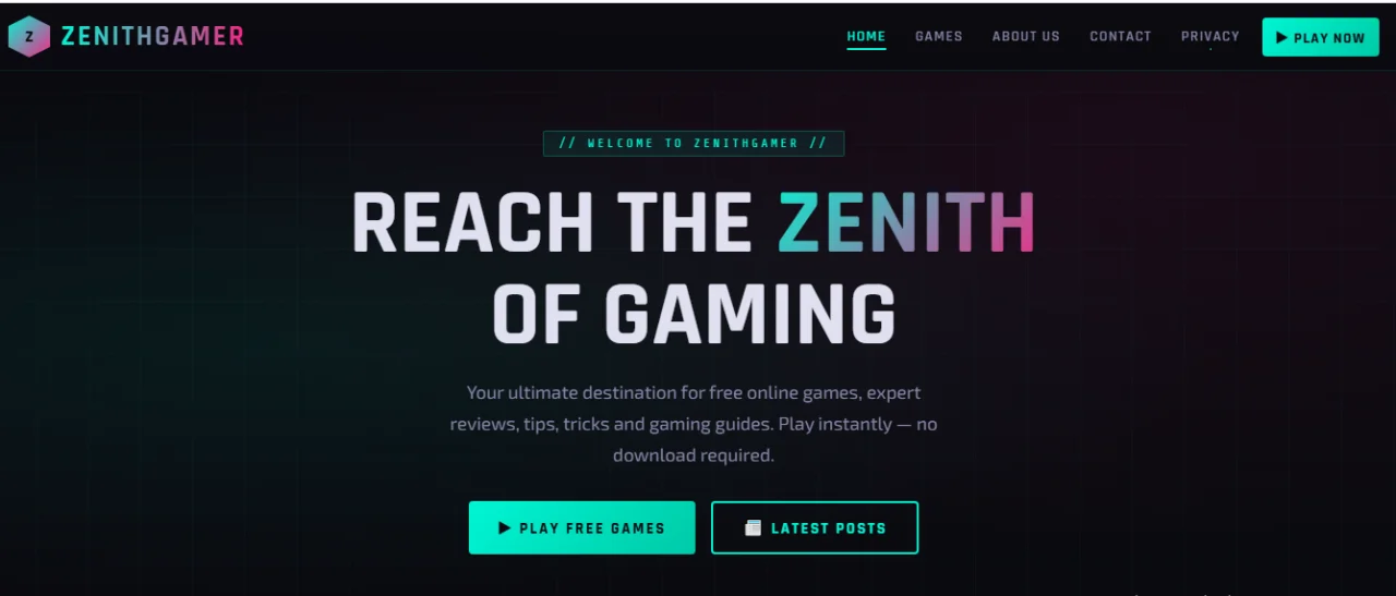 Zenith Gamer - AdSense Ready Gaming Template for Blogger & WordPress — screenshot 1