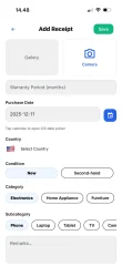 Receipt & Warranty Tracker