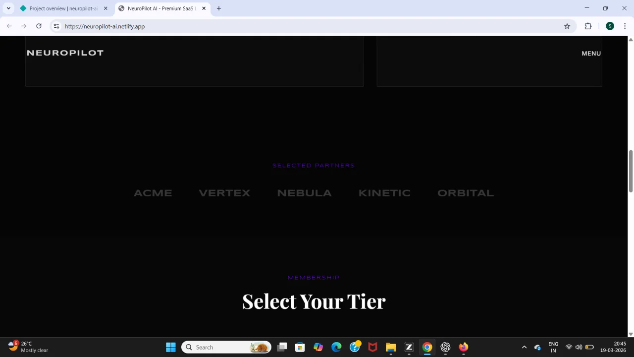 NeuroPilot Premium AI SaaS Landing Page (Dark UI + Interactive Chat + Fully Responsive) — screenshot 4