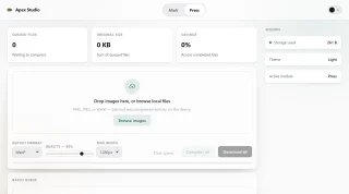 Apex Studio - 2-in-1 Offline Web App (Video Marker & Batch Image Compressor) | Vanilla JS