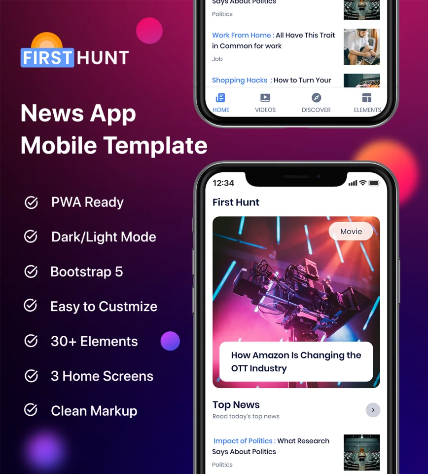 Firsthunt: Framework 7 PWA Template — screenshot 1