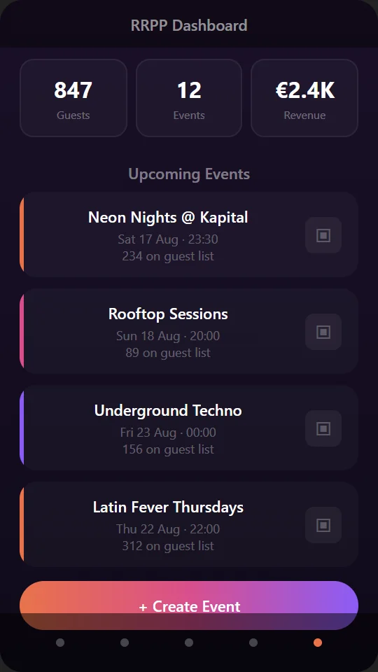 VIBRA - Social Nightlife & Events App (PWA, Map, AI, Stripe) — screenshot 1
