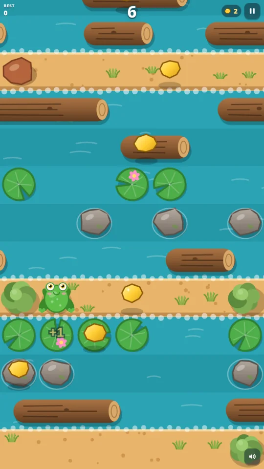 Croc River Crossing - HTML5 One-Tap Arcade Game (Source Code) — screenshot 2