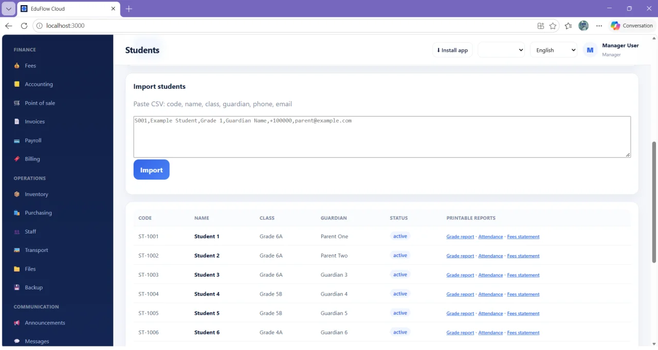 EduFlow Cloud - Comprehensive Multi-Tenant School Management SaaS — screenshot 3