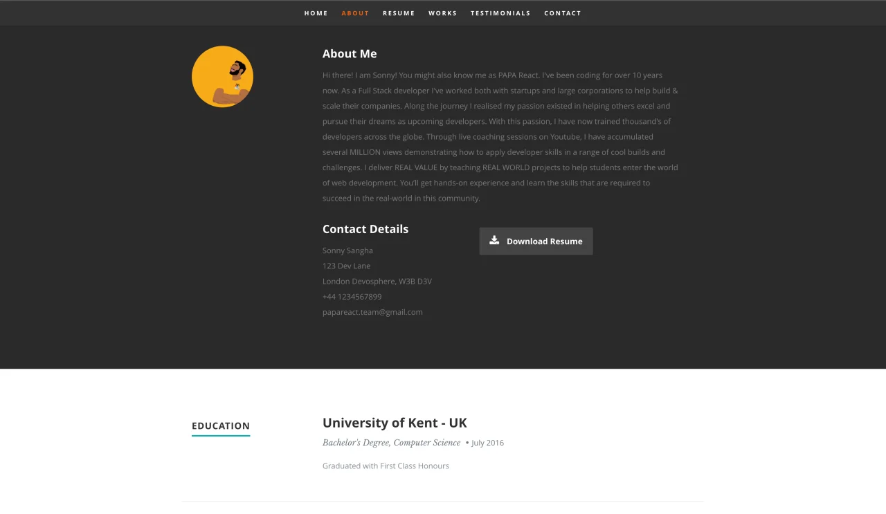 Portfolio Template — screenshot 2