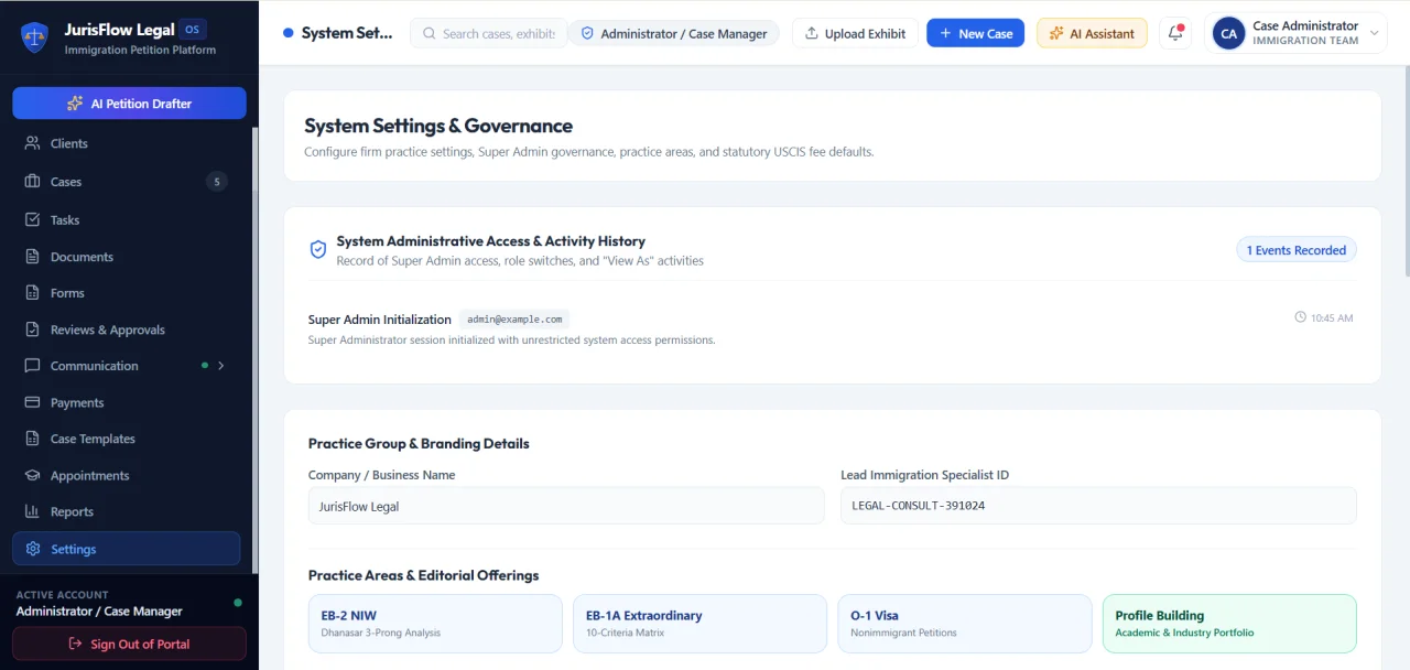 JurisFlow - Legal Practice & Immigration Case Management Portal. — screenshot 5