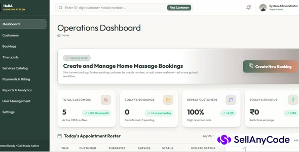 HeRA Home Massage Booking Management System