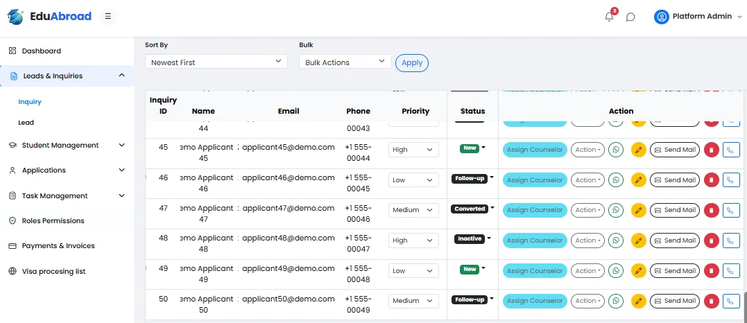 EduAbroad - Overseas Education & Student Visa Management Portal — screenshot 1