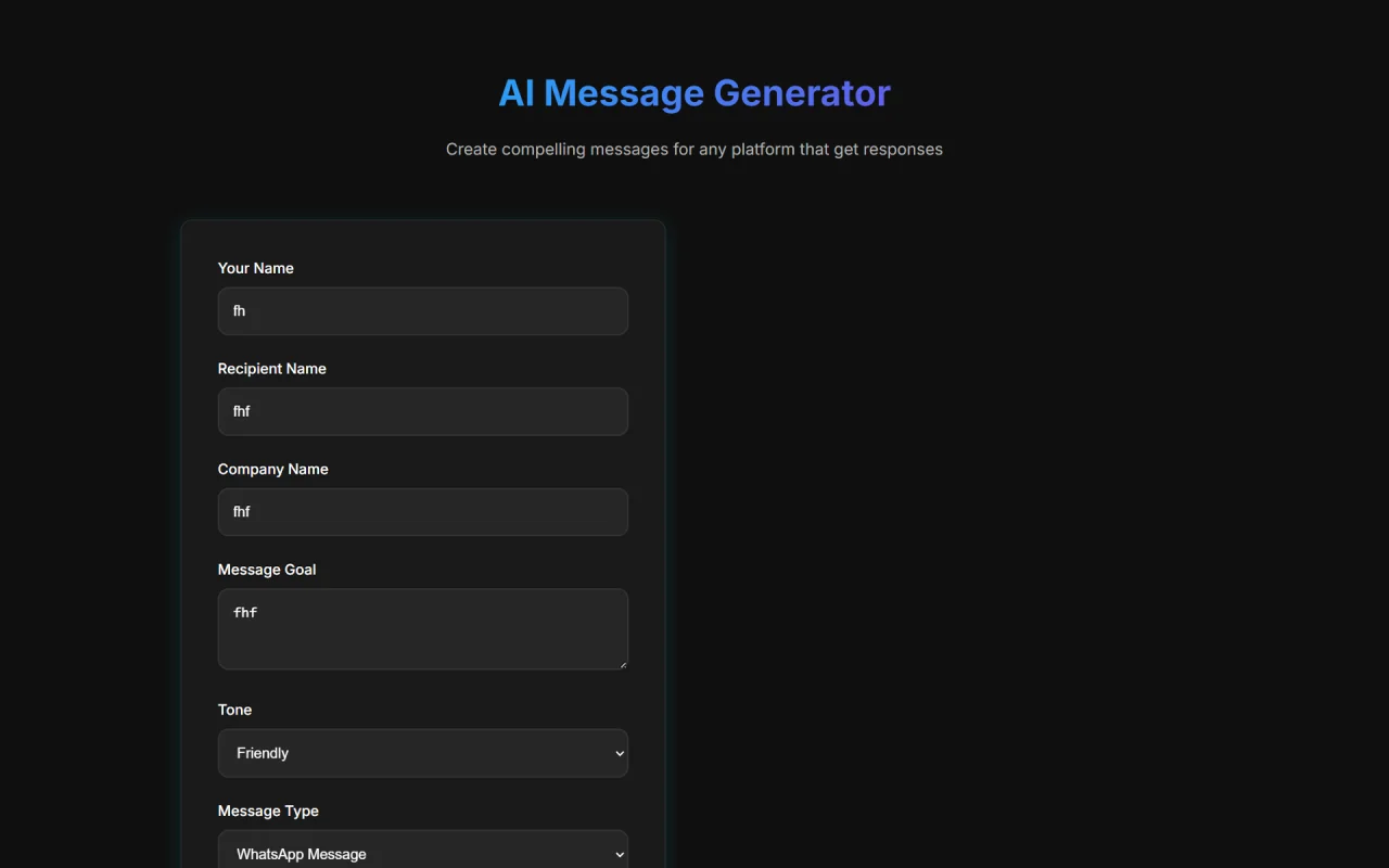AI Email and Message Generator Web Tool — screenshot 3