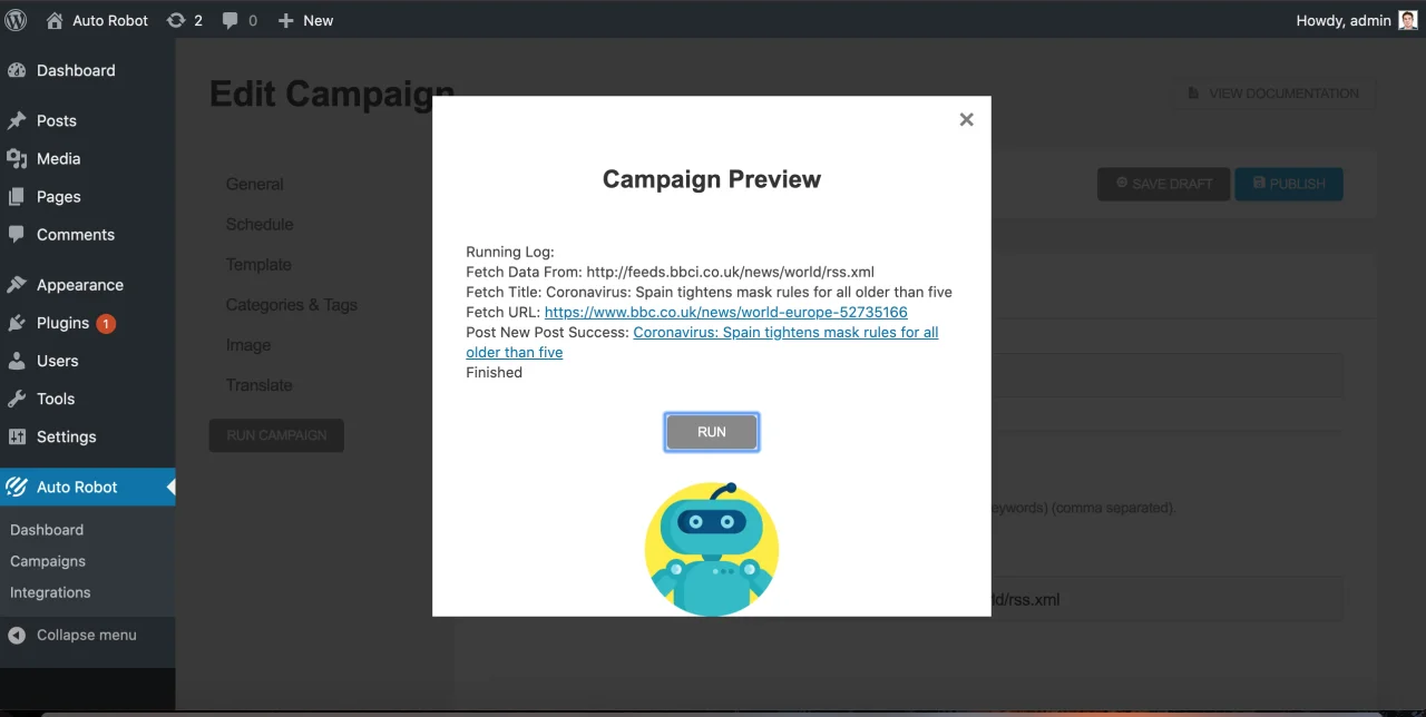 Auto Robot - WordPress Autoblogging Plugin — screenshot 2