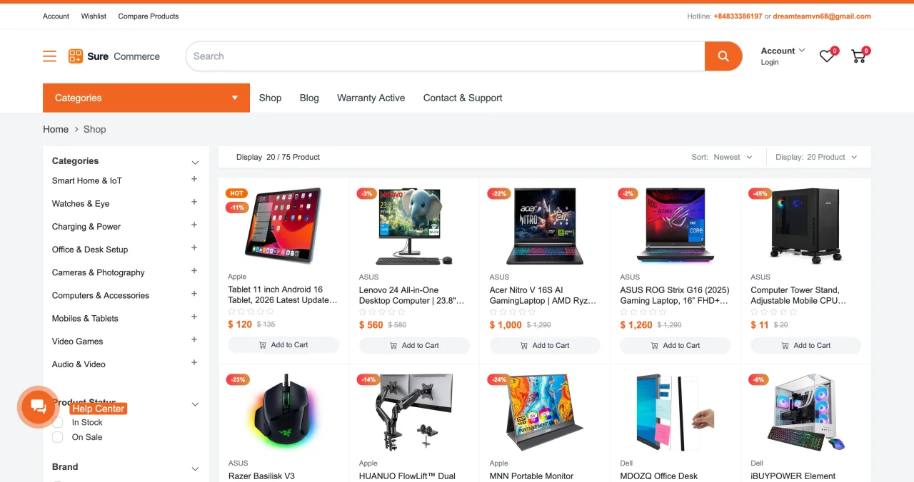 SureCommerce - eCommerce Platform & QR Warranty System — screenshot 2