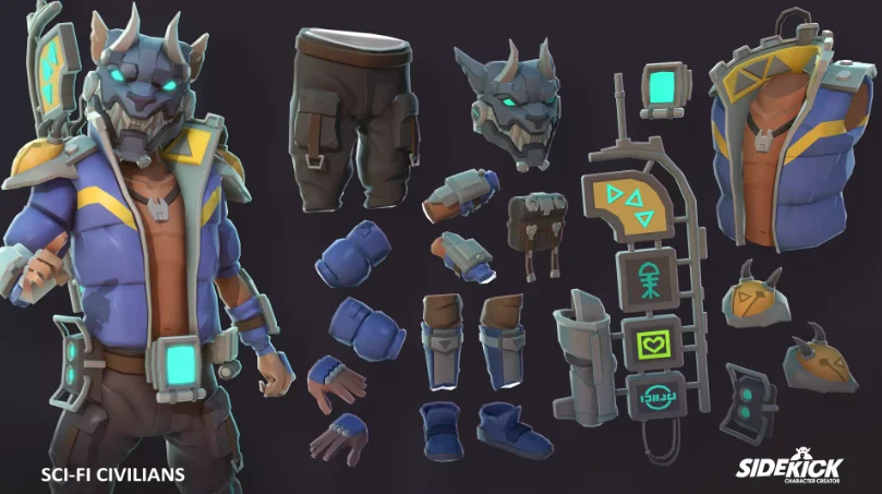 Sci-Fi Civilians Sidekick Modular Characters by Synty — screenshot 3