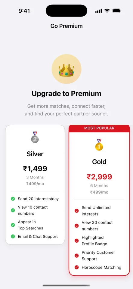 SoulMatch Matrimony App (iOS SwiftUI) + Supabase Backend & Admin Panel — screenshot 1