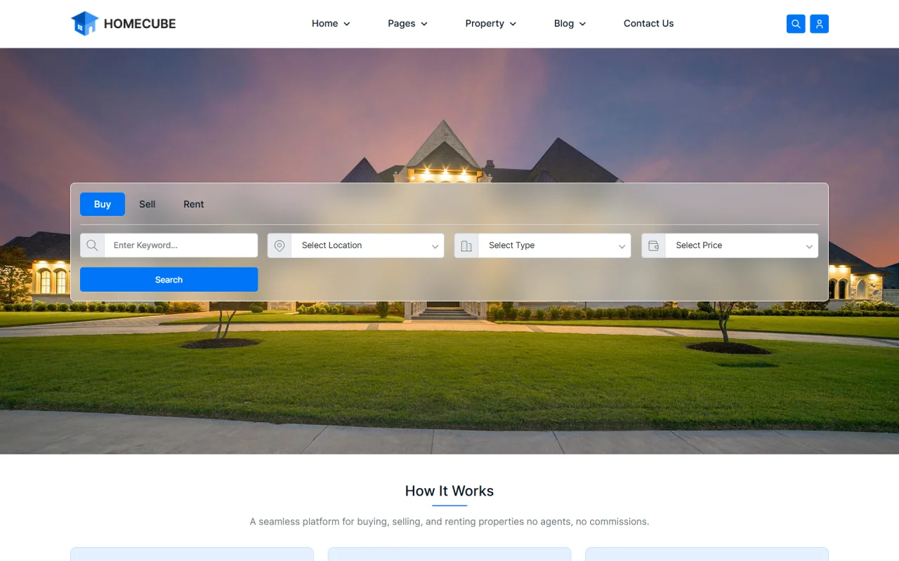 Real Estate Wholesale Website Template Responsive HTML5 Design with Contract Integration — screenshot 1