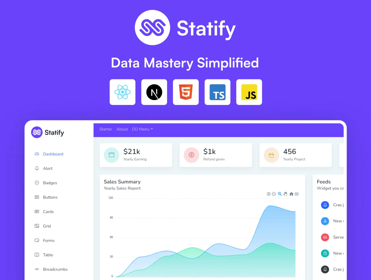 Statify - React Admin Template with Material Design — screenshot 1