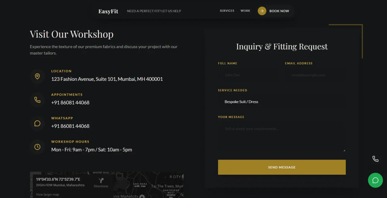 EasyFit Tailors Modern Tailoring & Clothing Shop Website — screenshot 3