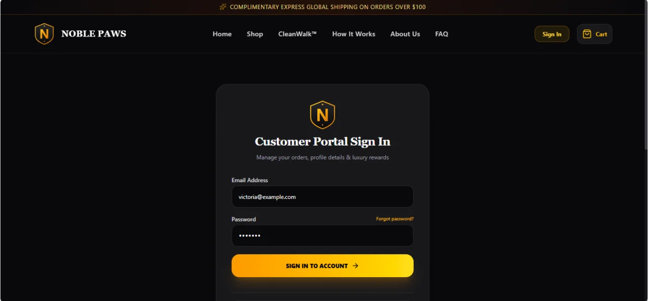 NOBLE PAWS CleanWalk Luxury Pet Care Platform — screenshot 1