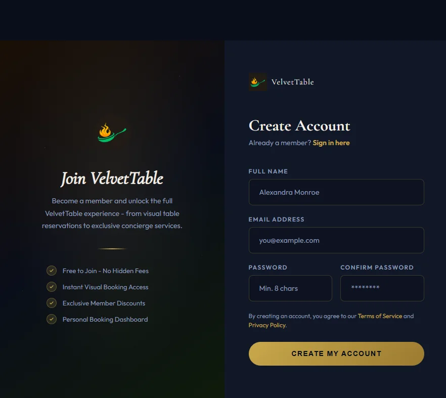 VelvetTable PHP Luxury Hotel & Restaurant Booking Template — screenshot 1